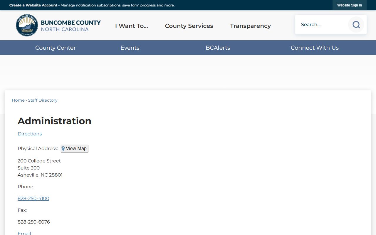 Asheville phone numbers Buncombe County administration directory entry