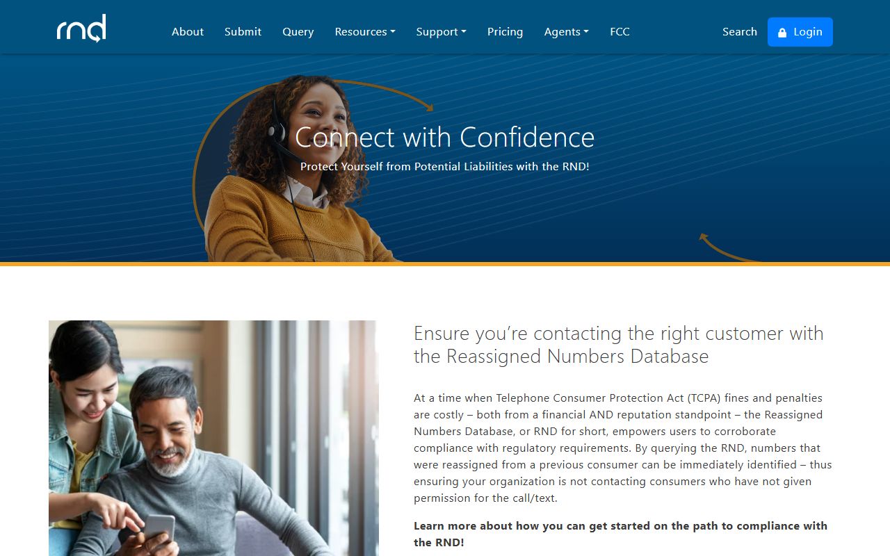 Reassigned Numbers Database operating site for compliance-oriented phone number queries